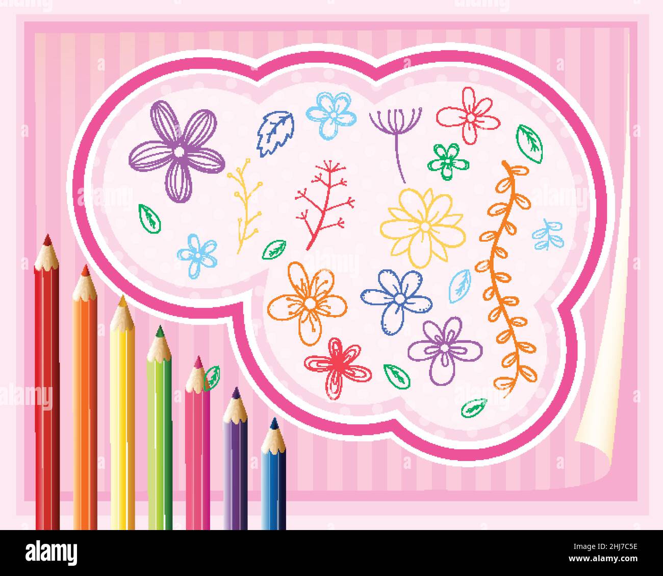 Hand drawn doodle icons with colour pencils illustration Stock Vector ...