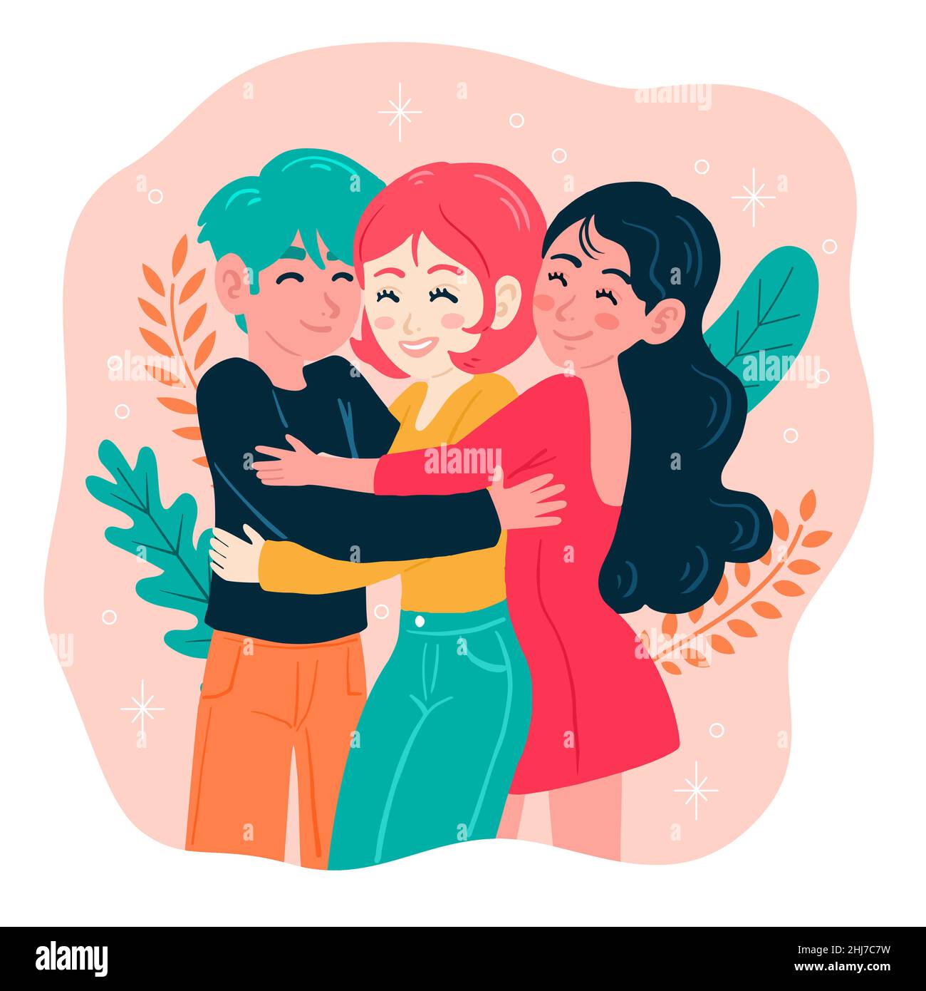Happy hug day illustration in hand drawn style Vector illustration ...
