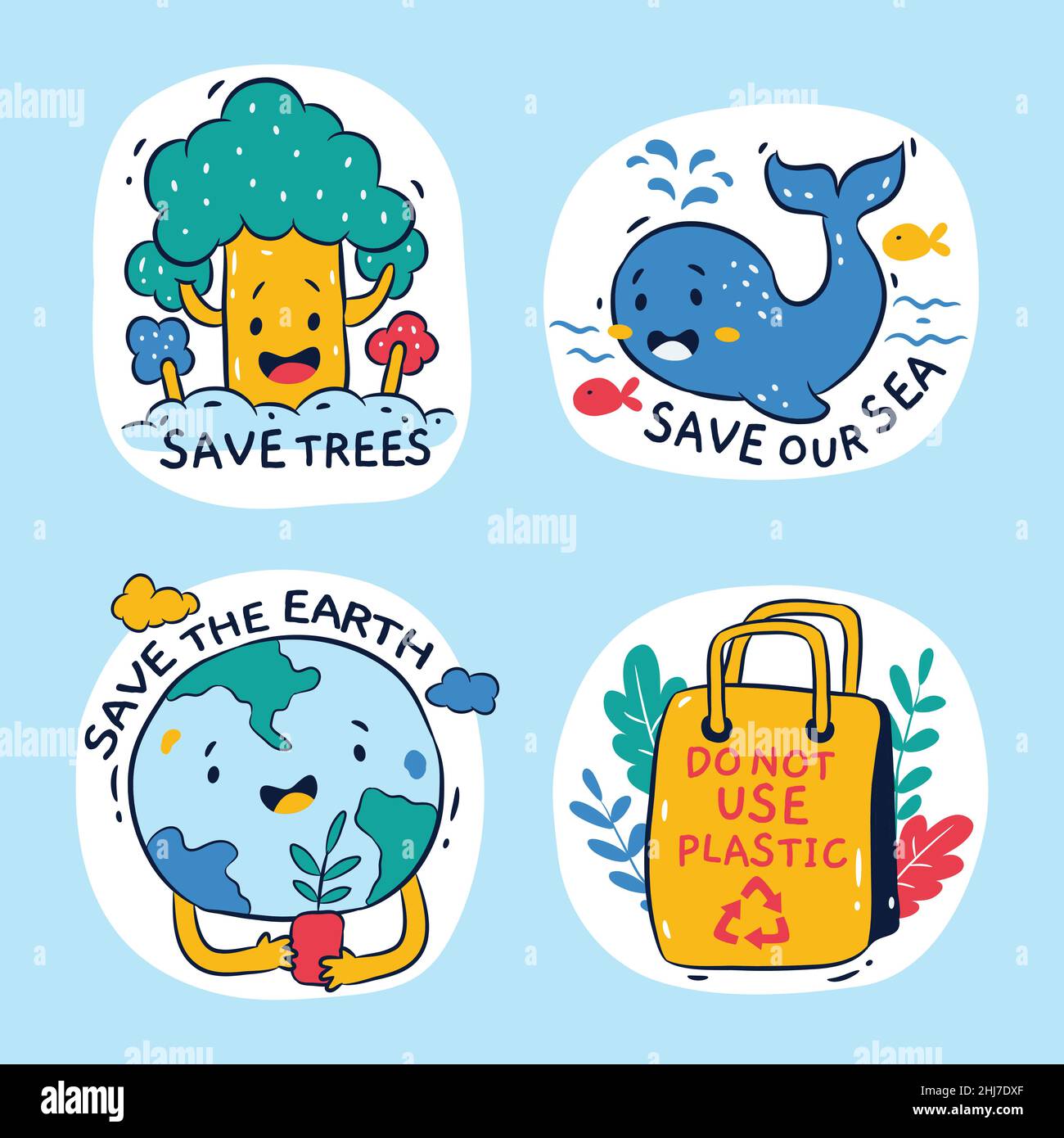 Hand drawn eco friendly labels Vector illustration Stock Vector Image ...