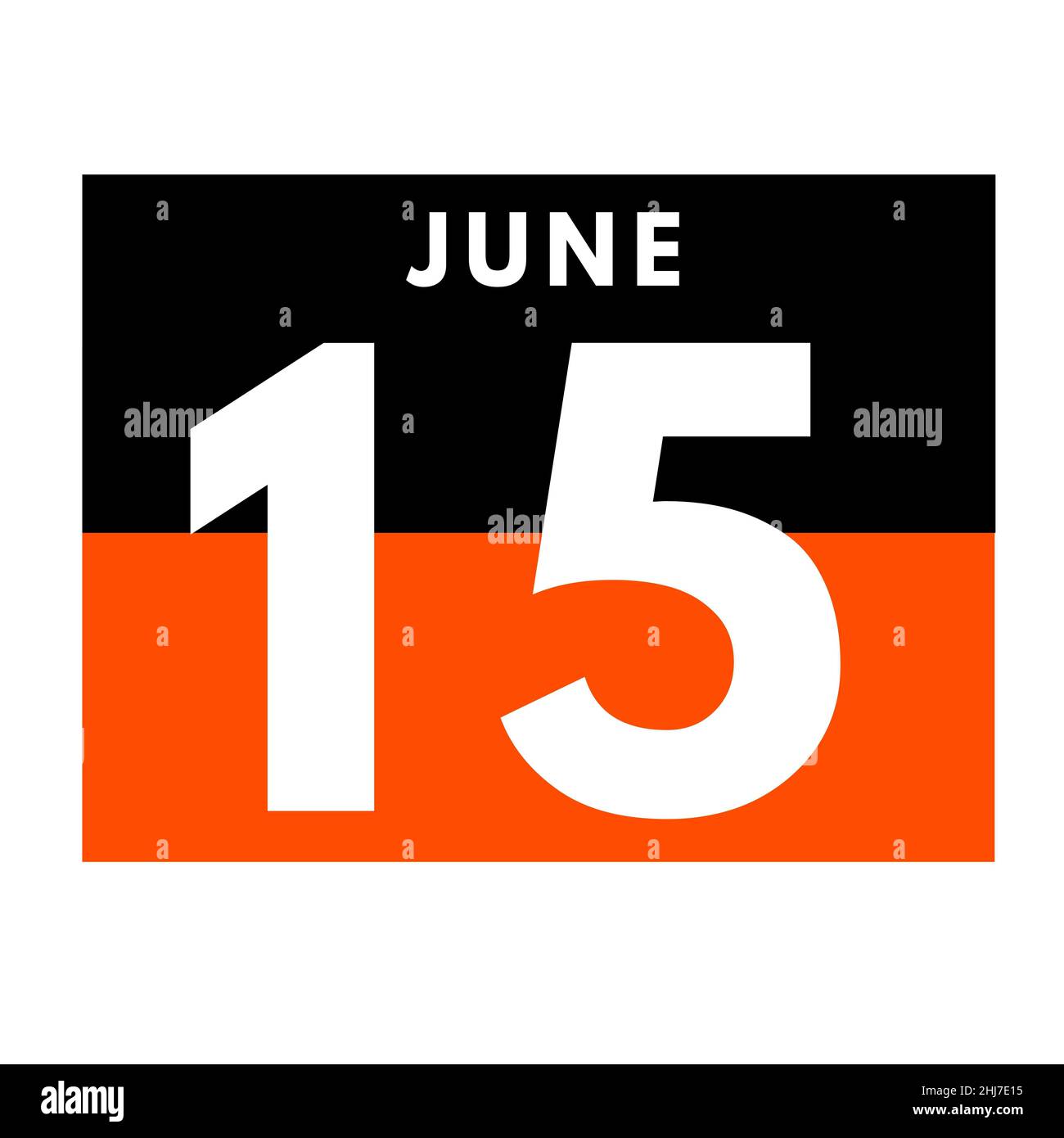 June 15 . Flat daily calendar icon .date ,day, month .calendar for the