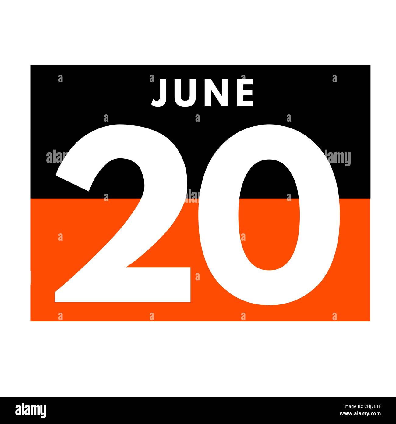 June 20 . Flat daily calendar icon .date ,day, month .calendar for the month of June Stock Photo