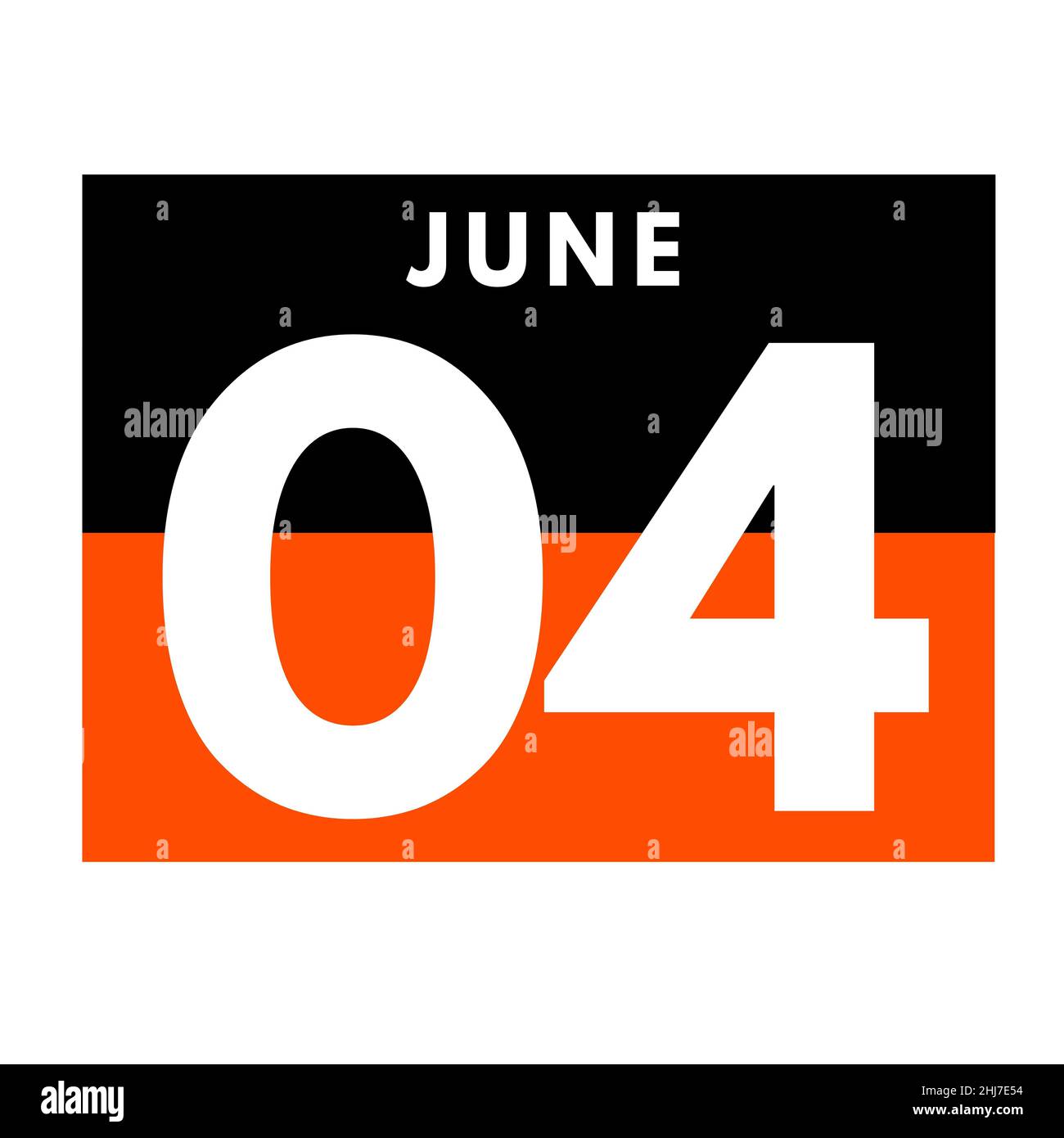 June 4 . Flat daily calendar icon .date ,day, month .calendar for the