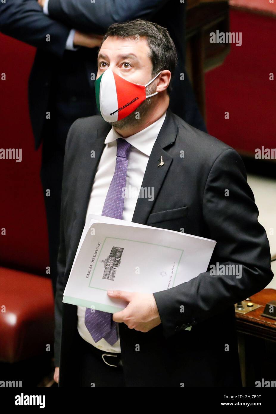 League party leader Matteo Salvini attends a voting session to elect  Italy's new president, at the Chamber of Deputies in Rome, Italy, January  27, 2022. REUTERS/Remo Casilli/Pool Stock Photo - Alamy