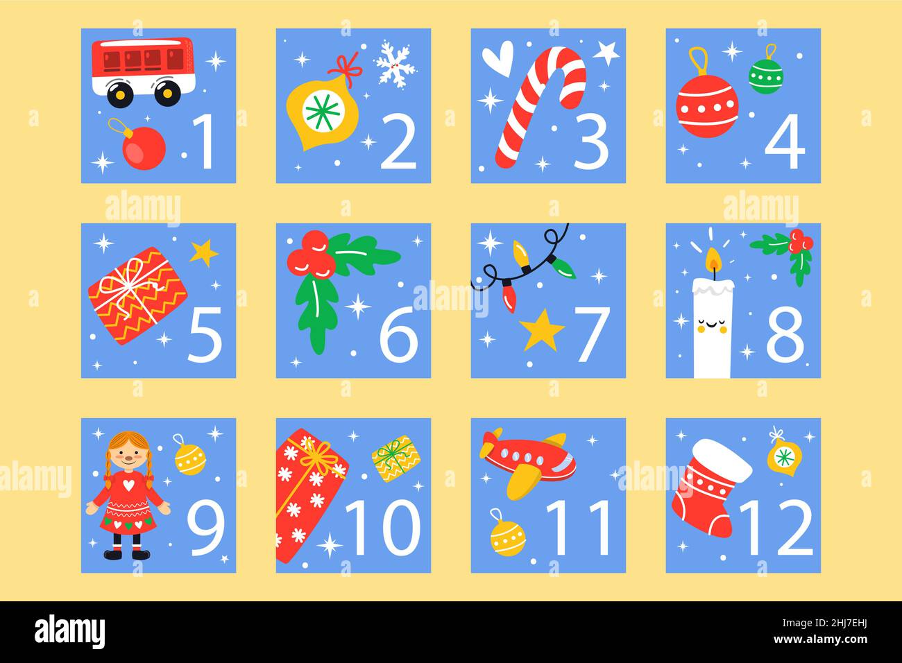 Flat 12 days of christmas illustration Vector illustration Stock Vector ...