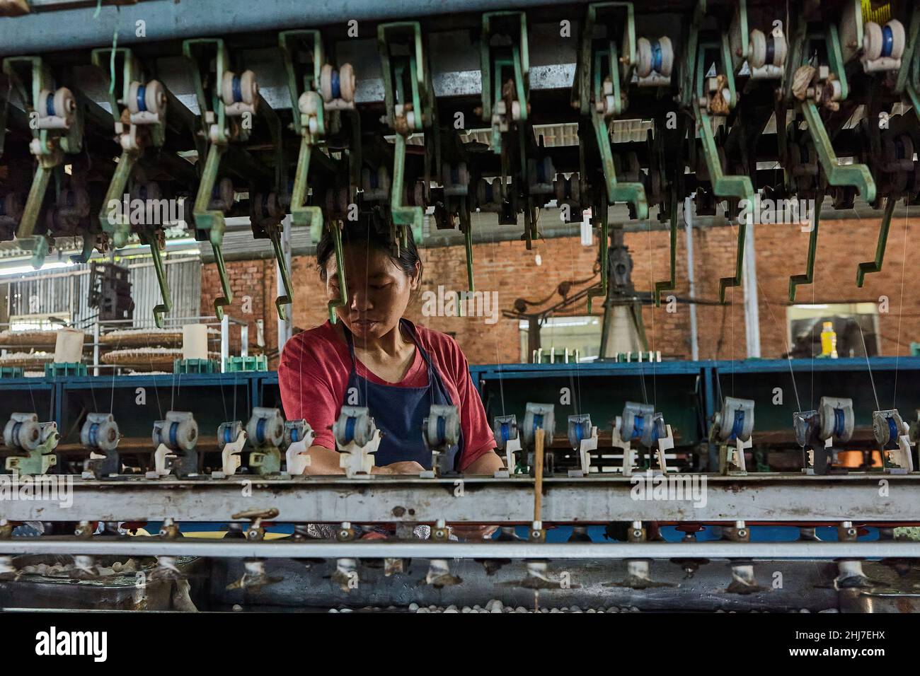 Small silk factory around Da Lat in Vietnam. Stock Photo