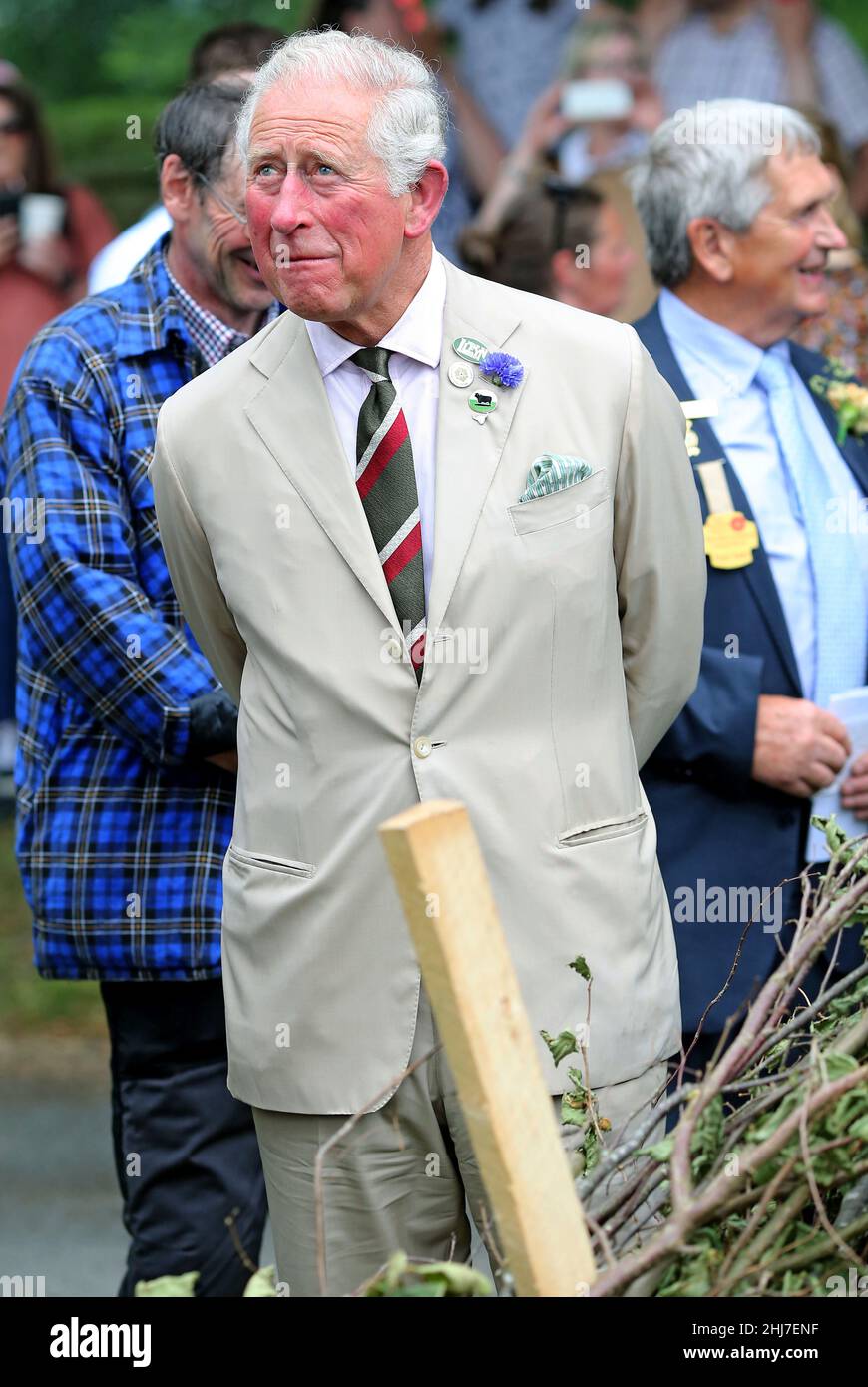 Prince Charles and the Duchess of Cornwall visit the Royal Welsh Show in Llanelwedd on the 22nd of July 2019, as part of his Summer tour of Wales. Stock Photo