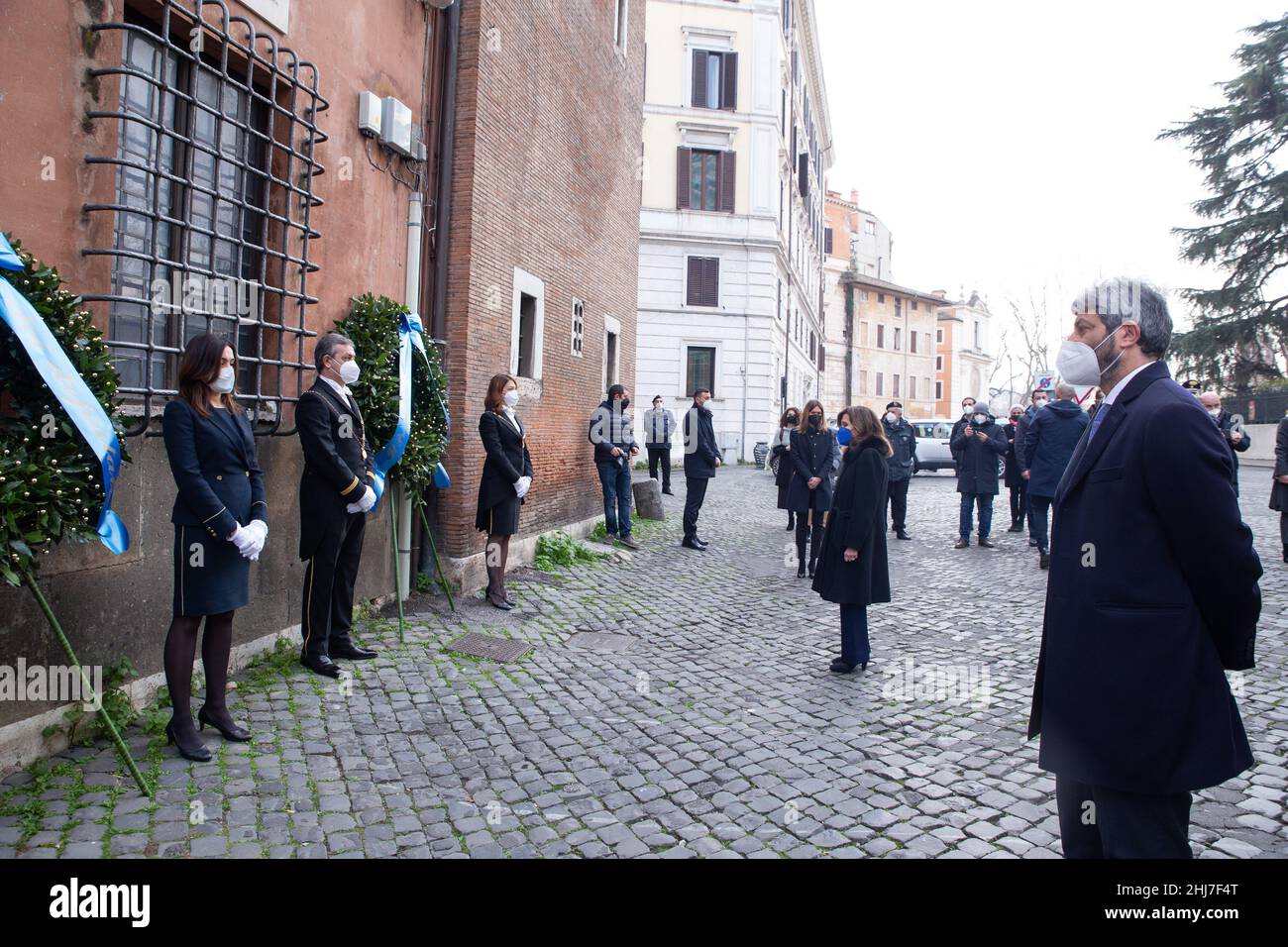 Rome, Italy. 27th Jan, 2022. Roberto Fico and Maria Elisabetta Alberti Casellati during commemoration of Holocaust Remembrance Day in Rome (Credit Image: © Matteo Nardone/Pacific Press via ZUMA Press Wire) Credit: ZUMA Press, Inc./Alamy Live News Stock Photo