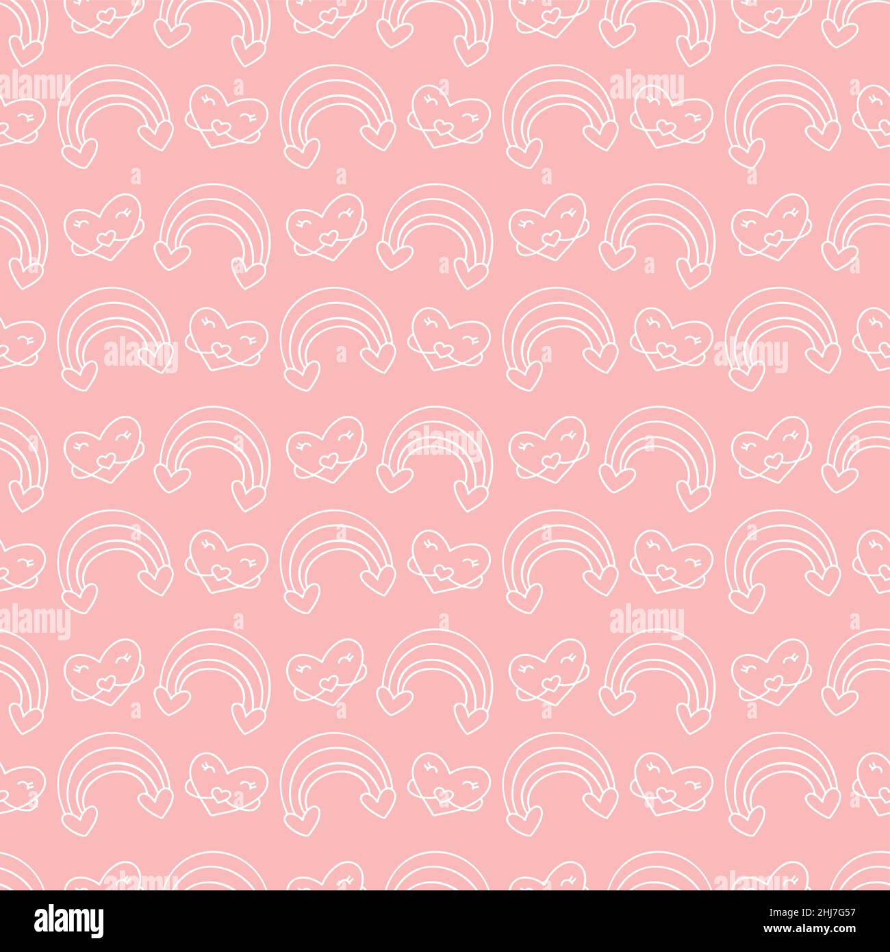 Vector seamless pattern with rainbow and heart. Creative baby kids hand ...