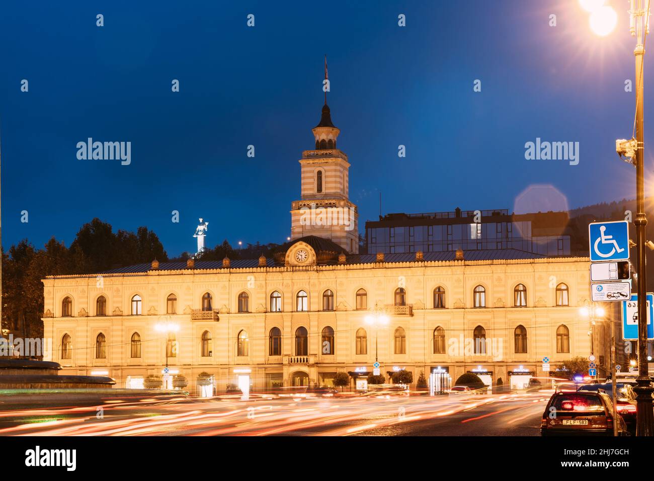 Tbilisi, Georgia. Tbilisi City Hall In Freedom Square In City Center. Clock-towered Edifice. It Houses The Mayor’s Office And City Assembly. Famous Stock Photo