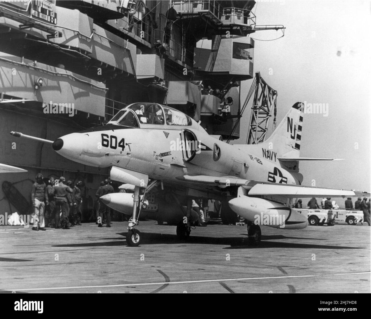 TA-4F Skyhawk of VF-126 aboard USS Bennington (CVS-20) in the late 1960s (NNAM.1996.253.5025). Stock Photo