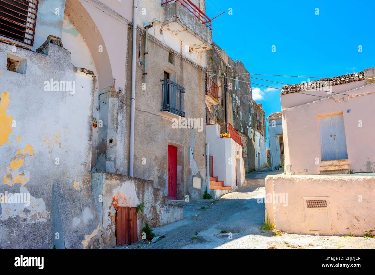 Street panorama in the old medieval city of Italy. Sights of Europe. Stock Photo