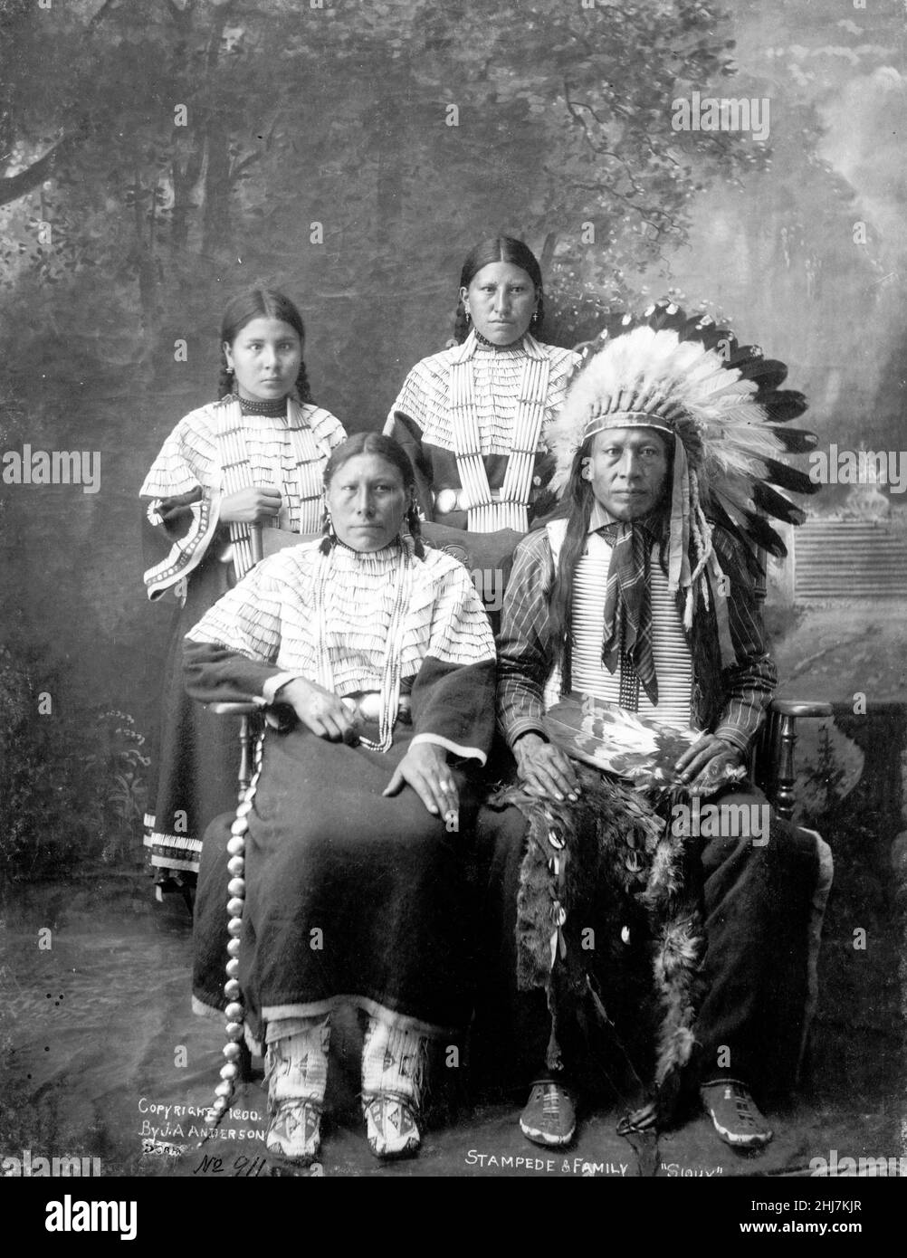 Stampede & family 'Sioux' / J.A. Anderson, Rosebud, S.D. c 1910. Stock Photo