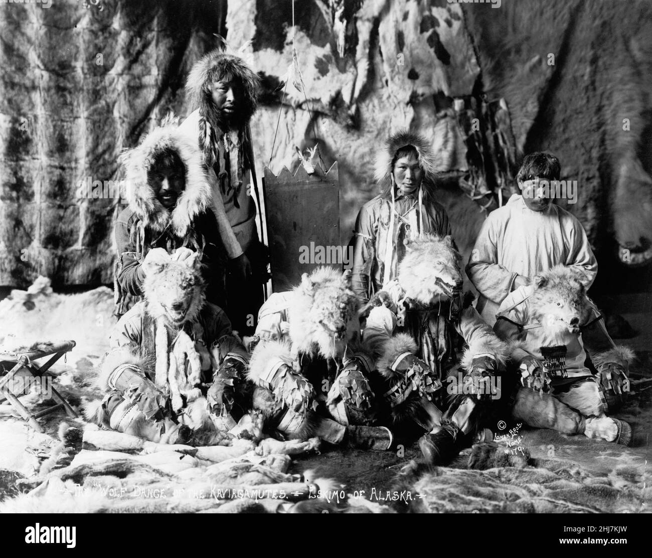 The 'Wolf dance' of the Kaviagamutes. Eskimo of Alaska. Antique and vintage photo - Native american / Indian / American Indian Stock Photo