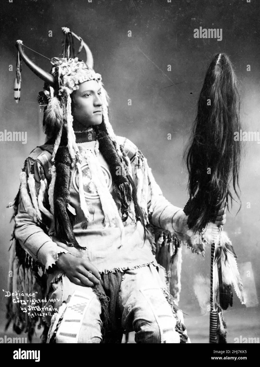 Defiance - Antique and vintage photo - Native american / Indian / American Indian. C 1902. Stock Photo