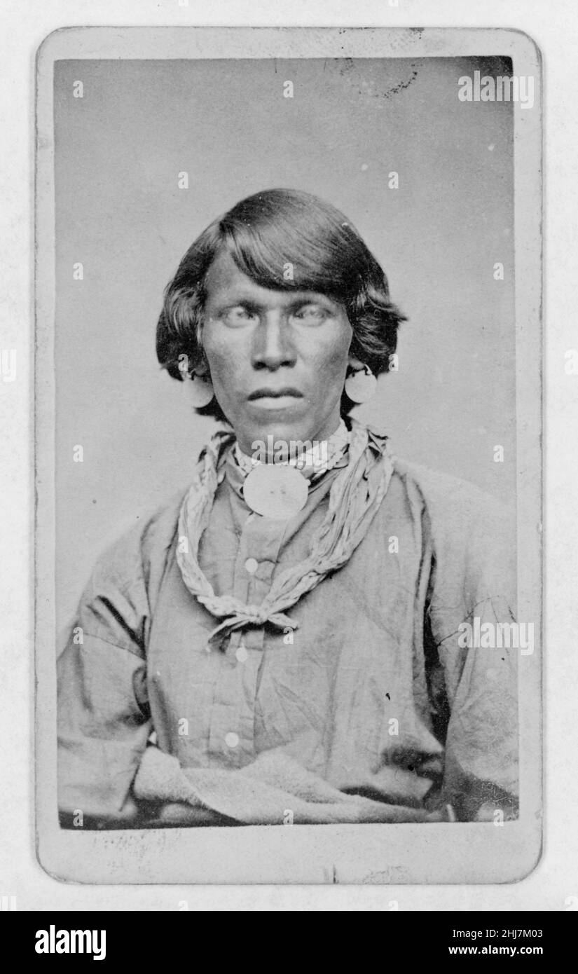 Native American man - Antique and vintage photo - Native american / Indian / American Indian. Photo by Eaton, E. L. between 1865 and 1880. Stock Photo