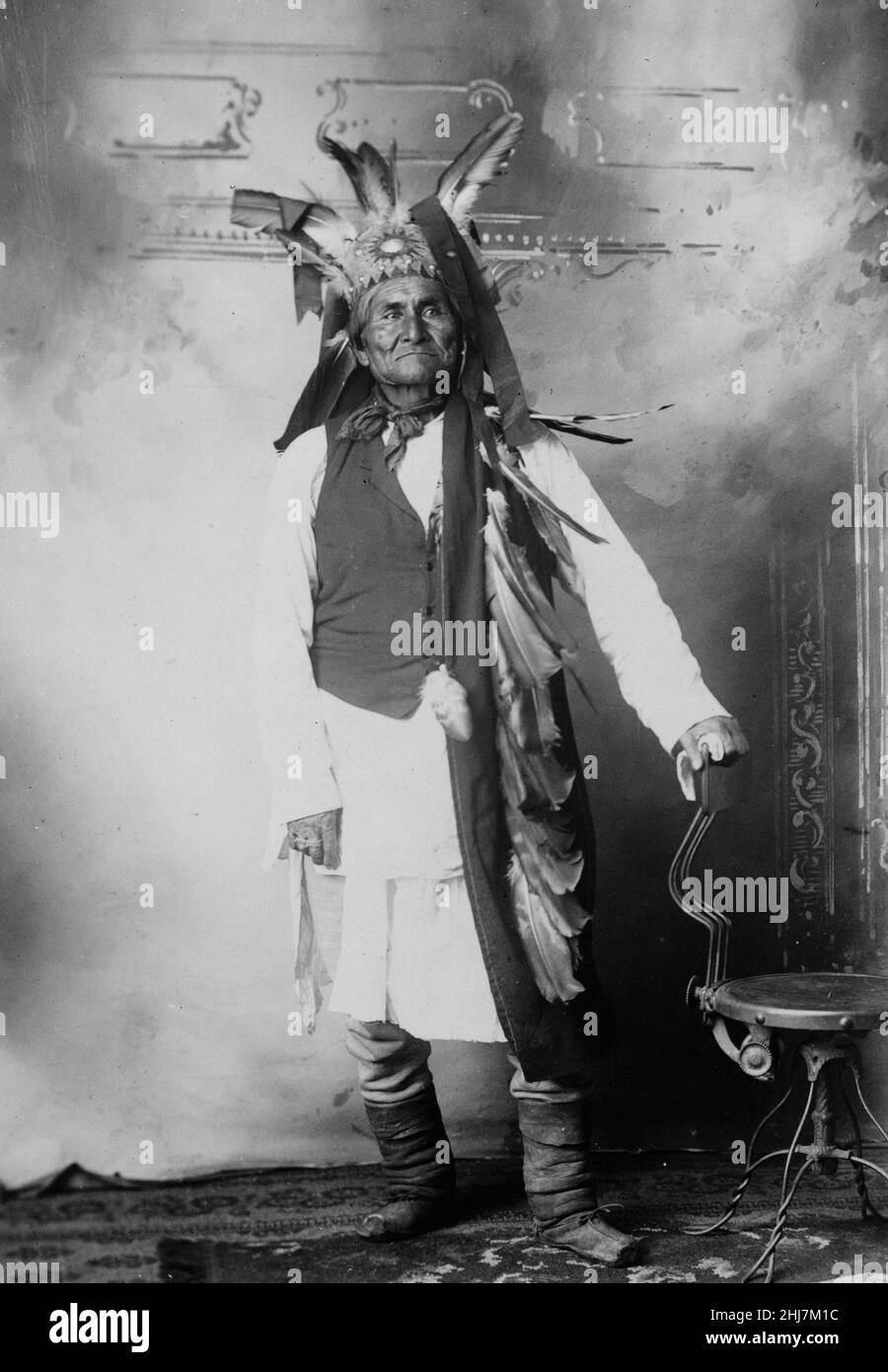 Geronimo - Apache war chief at the age of 78. Antique and vintage photo - Native american / Indian / American Indian. 1906. Photo by unknown. Stock Photo