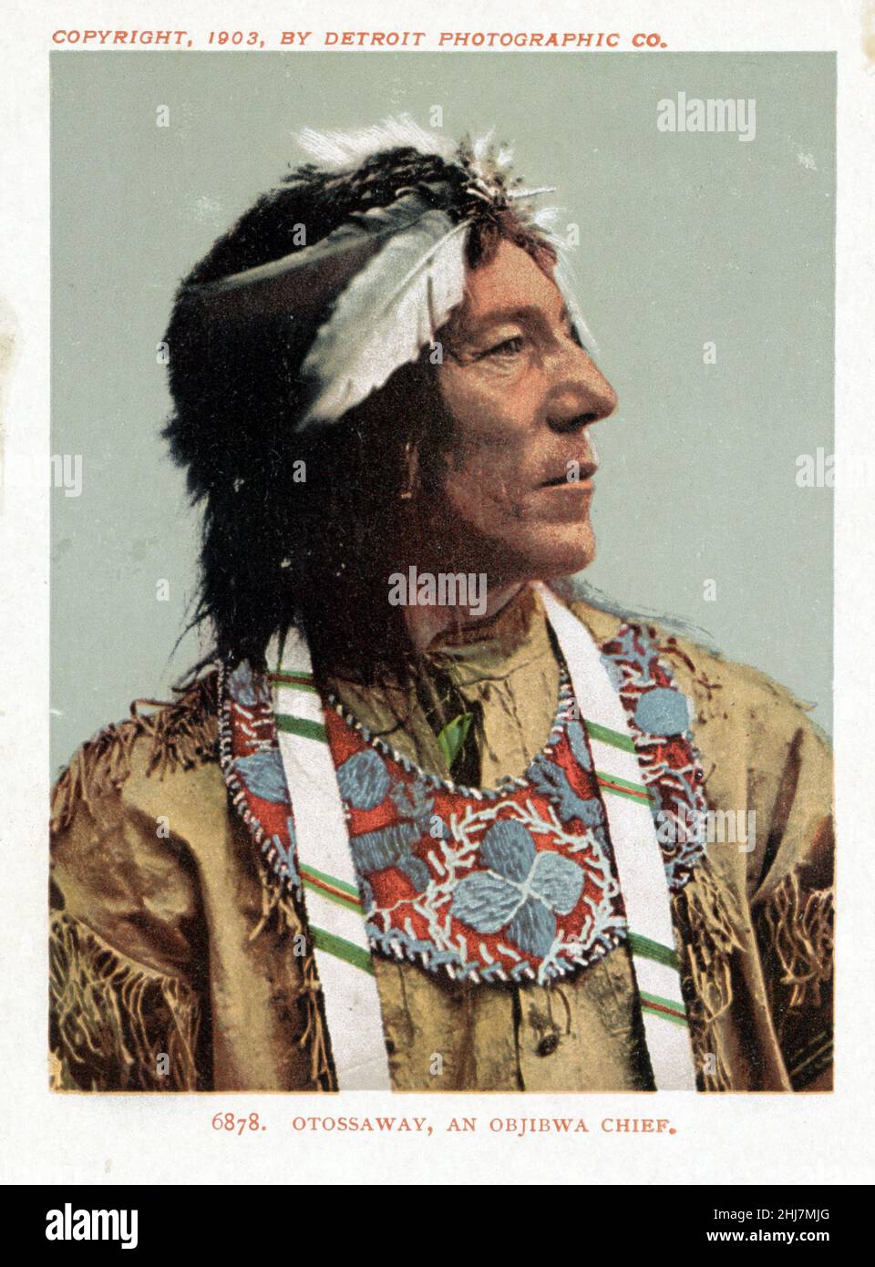 Otossaway, an Ojibwa chief - Antique and vintage photo - Native american / Indian / American Indian. Detroit Photographic Co. , 1903. Stock Photo