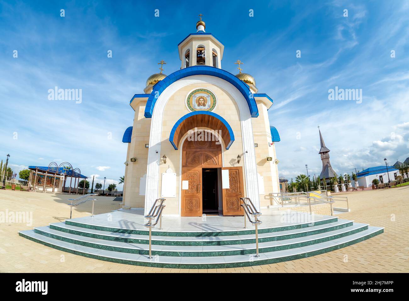 Wide angled shot of Russian Church of St. Andrew and All Russian Saints. Nicosia District, Cyprus Stock Photo