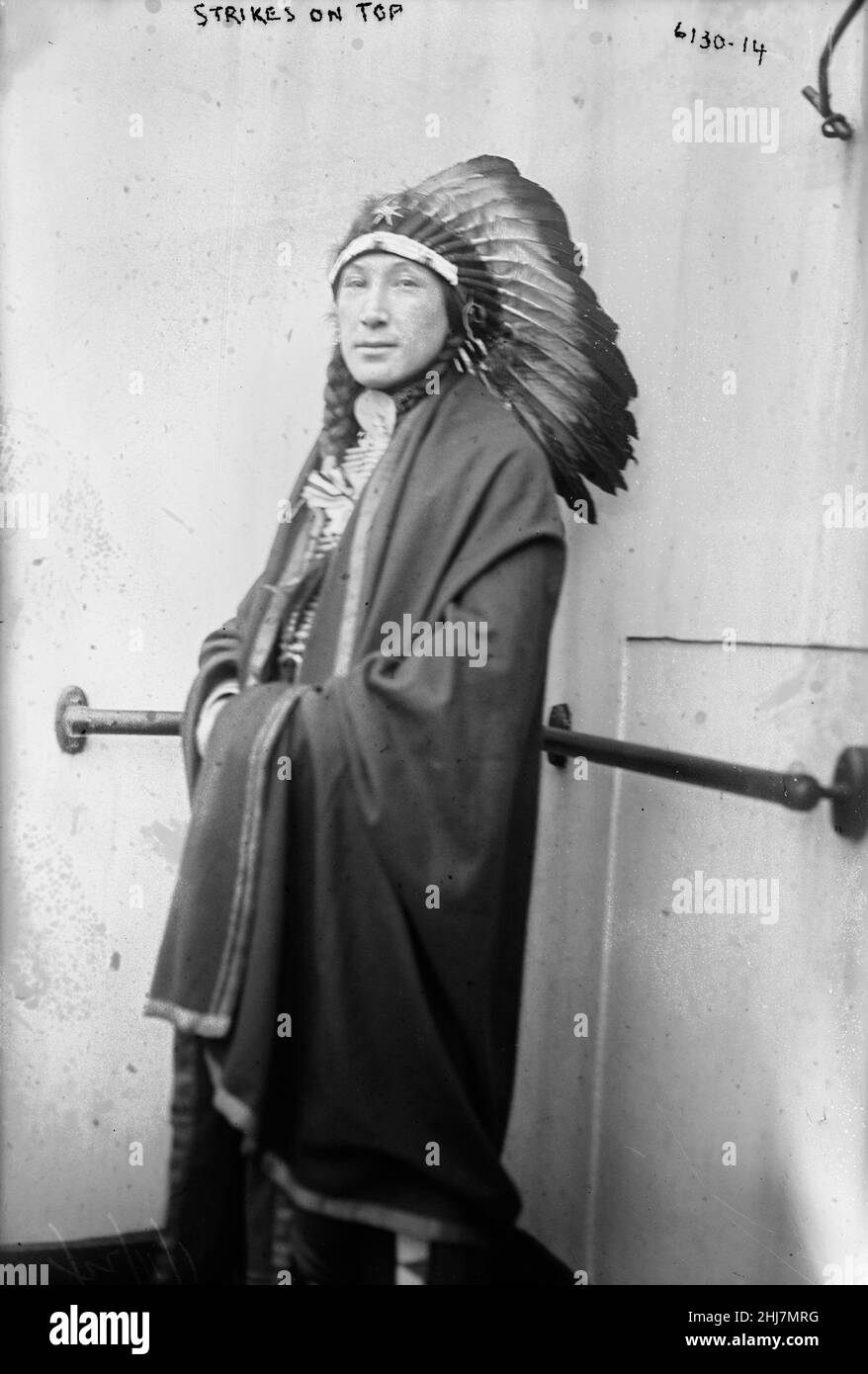 Antique and vintage photo - Native american / Indian / Strikes on Top (American Indian Chief) publ. by Bain News Service. Stock Photo