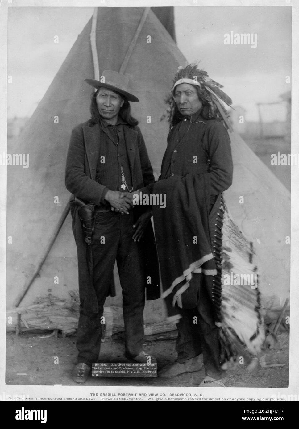 Antique and vintage photo - Native american / Indian / American Indians. 'Red Cloud and American Horse.' The two most noted chiefs now living (1891). Stock Photo