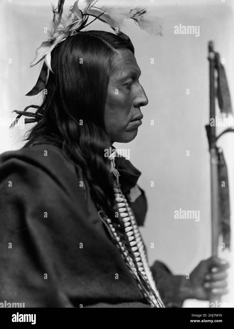 Antique and vintage photo - Native american / Indian / American Indian man. Flying Hawk, Sioux American Indian. c 1900. Stock Photo