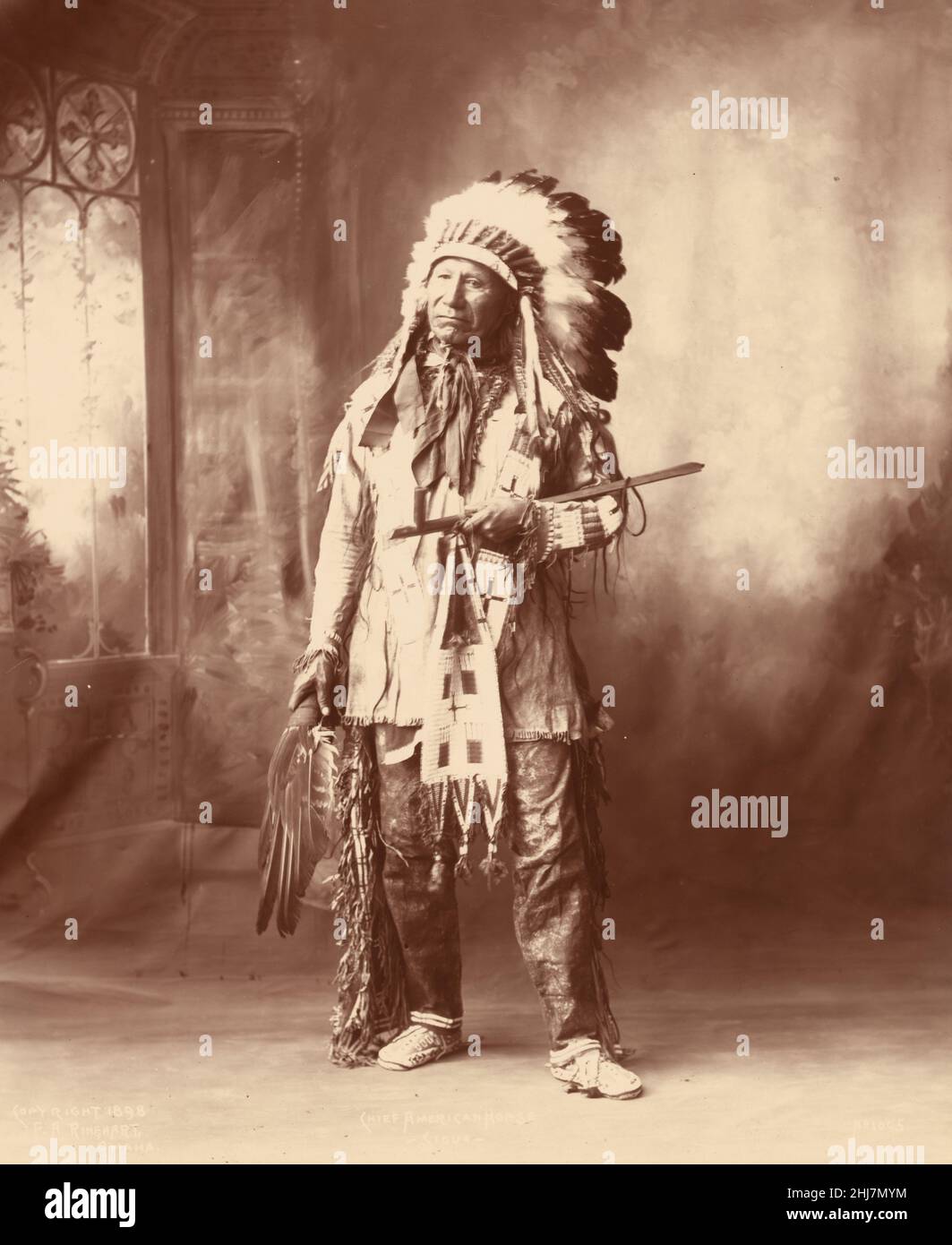 Chief American Horse - Sioux - Photo by Frank A. Rinehart, Omaha 1899, sepia version Stock Photo