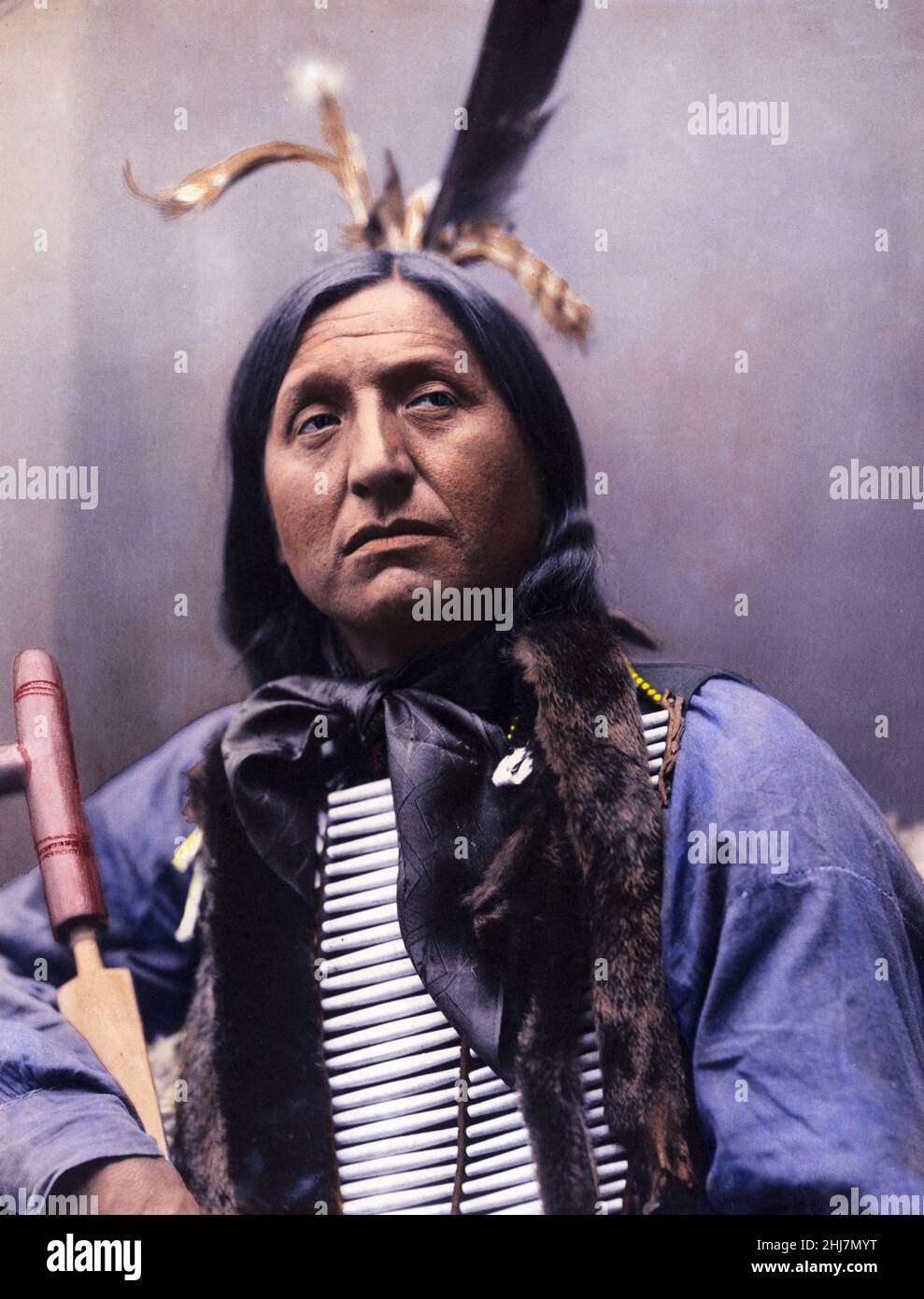Indian Chief Left Hand Bear - Antique and vintage photo - Native american / Indian / American Indian - Heyn Photo, photographer, 1899 Stock Photo