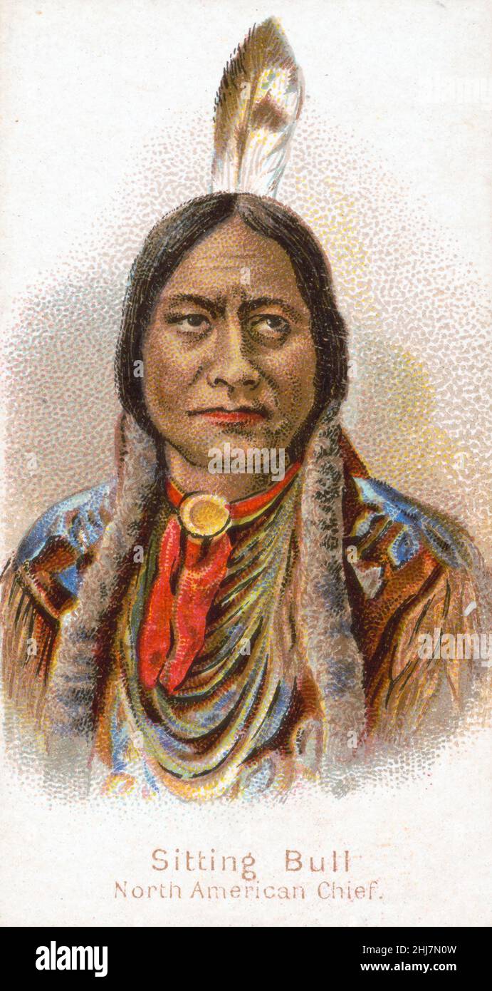 Sitting Bull, North American indian chief - Antique and vintage illustration - Native american / Indian / American Indian 1888. Stock Photo