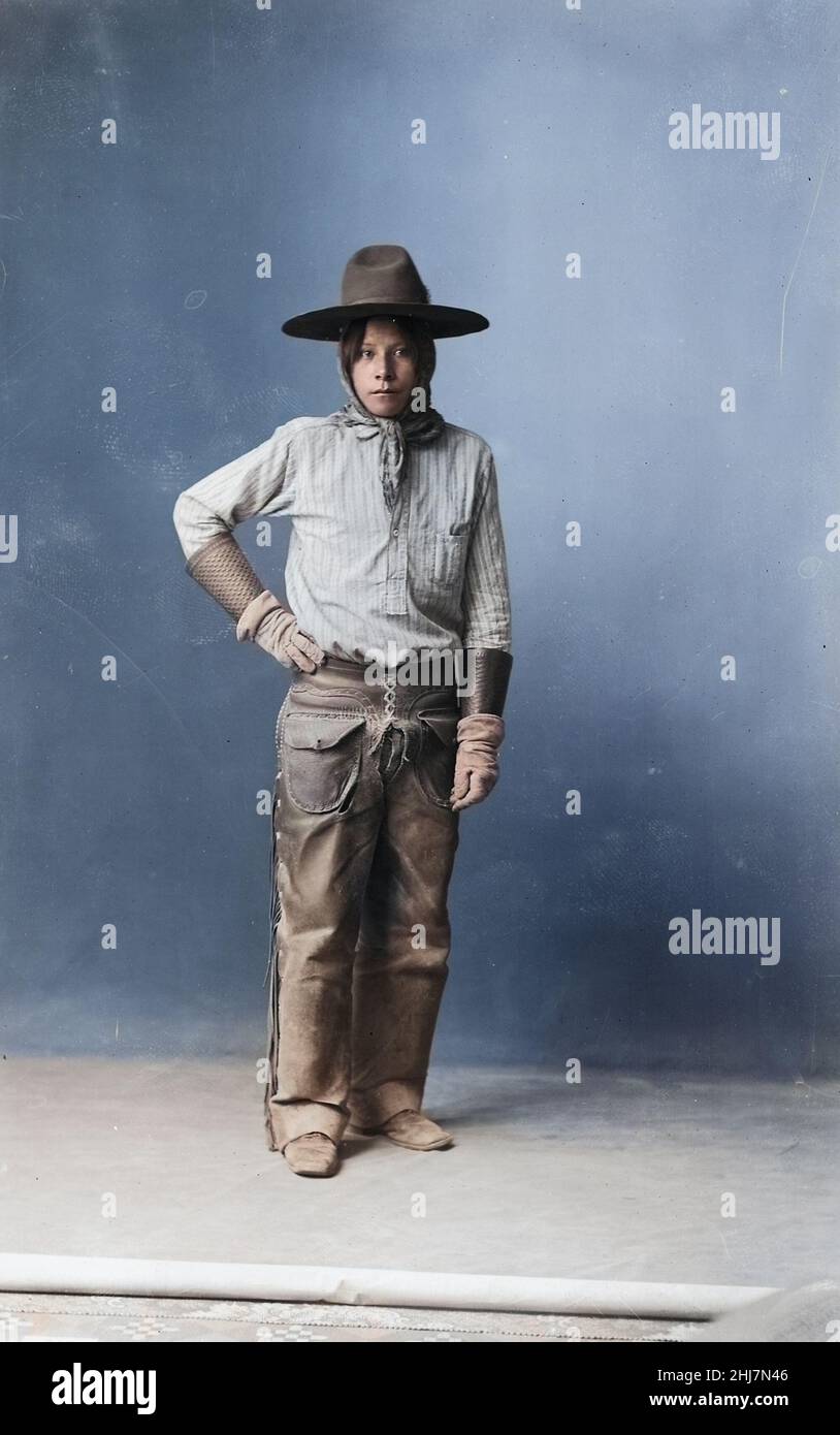 Antique and vintage photo - Native American from Southeastern Idaho c 1897 / Indian / American Indian. Colorized. Stock Photo