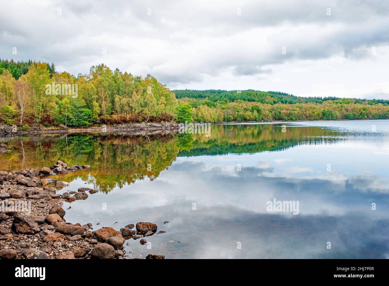 View on the Lake Loch Garry on the autumn season, Scotland Highlands, UK Stock Photo