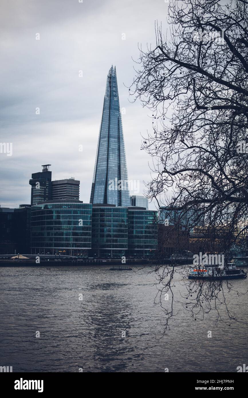 Vertical shot of modern buildings in London under the cloudy sky Stock ...
