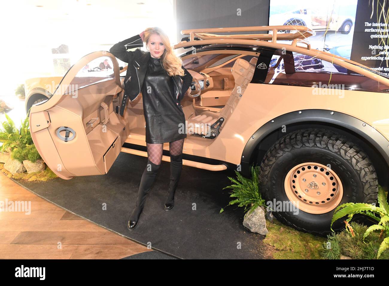 27 January 2022, Bavaria, Munich: Model Klarika Koly stands in front of a  Maybach designed by multi-talent Virgil Abloh and Gorden Wagener, Chief  Design Officer Mercedes-Benz. The Mercedes-Maybach show car is part