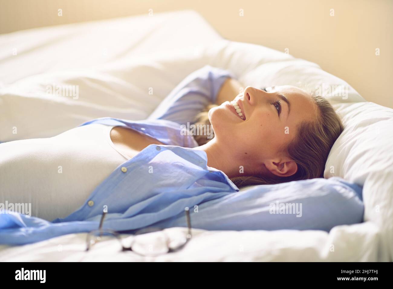 Happiness is waking up without an alarm Stock Photo Alamy