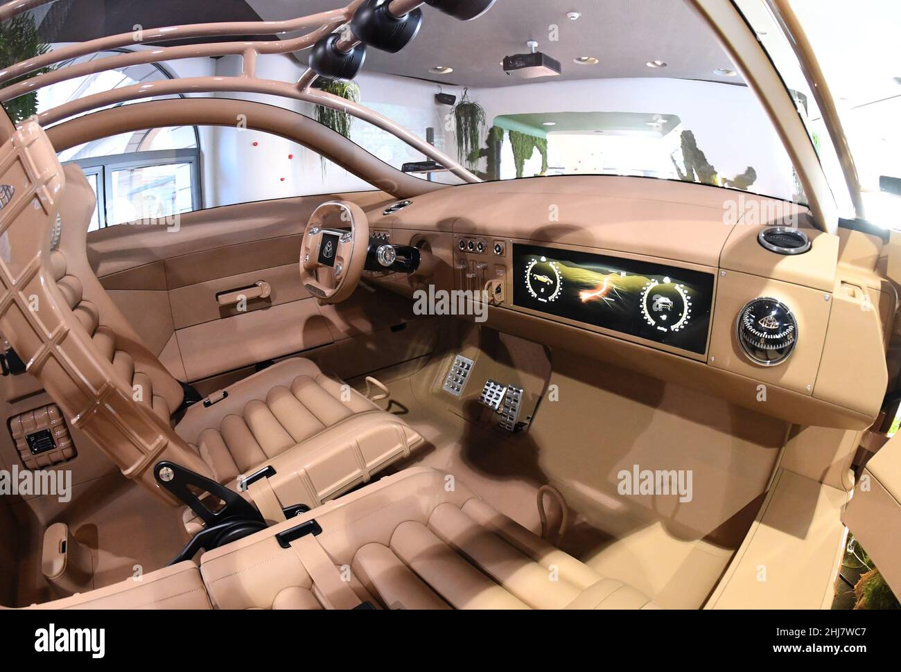Munich, Germany. 27th Jan, 2022. The interior of a Maybach designed by  multi-talent Virgil Abloh and Gorden Wagener, Chief Design Officer Mercedes- Benz, stands in the showroom. The Mercedes-Maybach show car is part