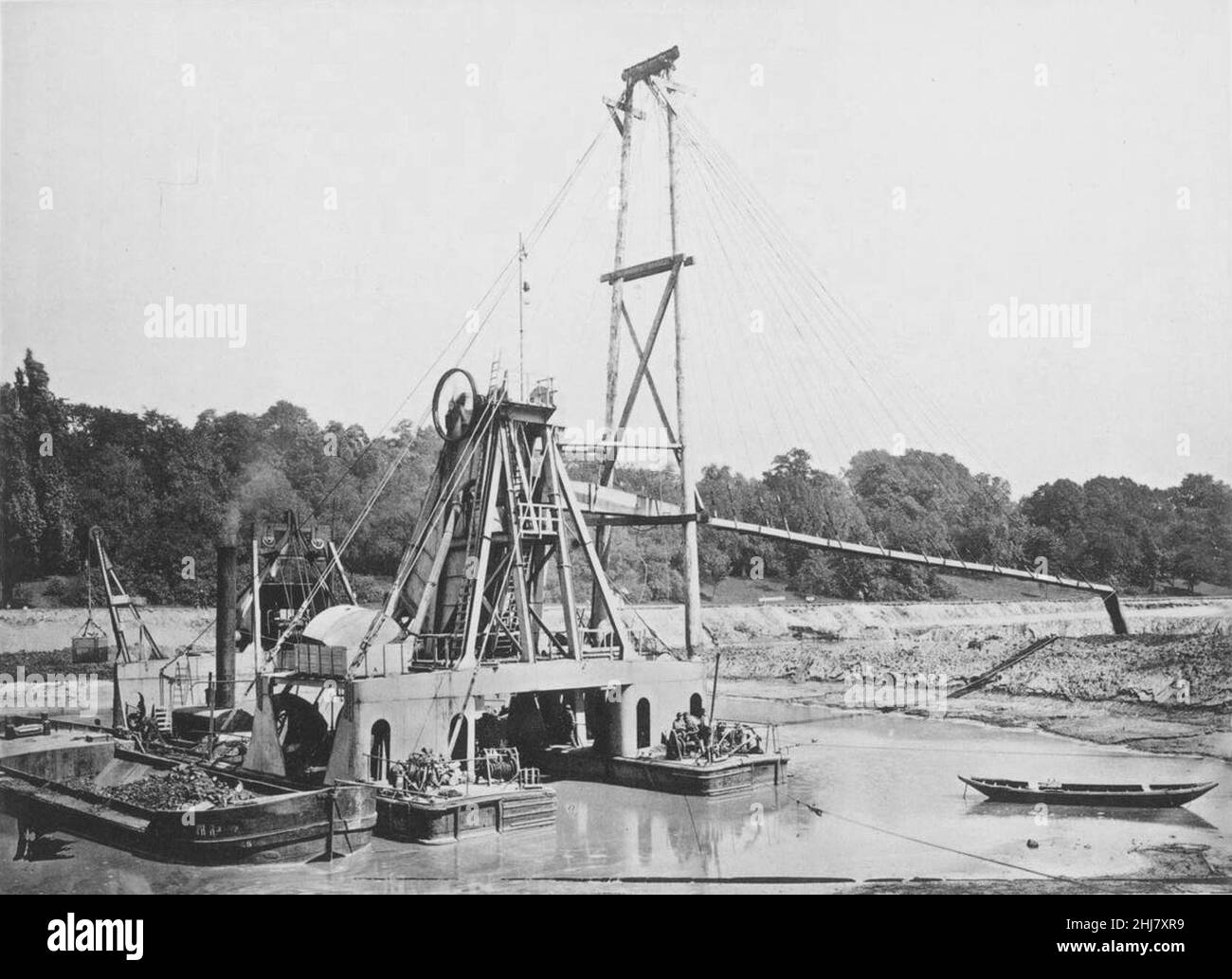 Tafel 12 – Spülelevator bei Zuschüttung des Sicherheitshafens am rechten  Ufer. Sommer 1897 Stock Photo - Alamy