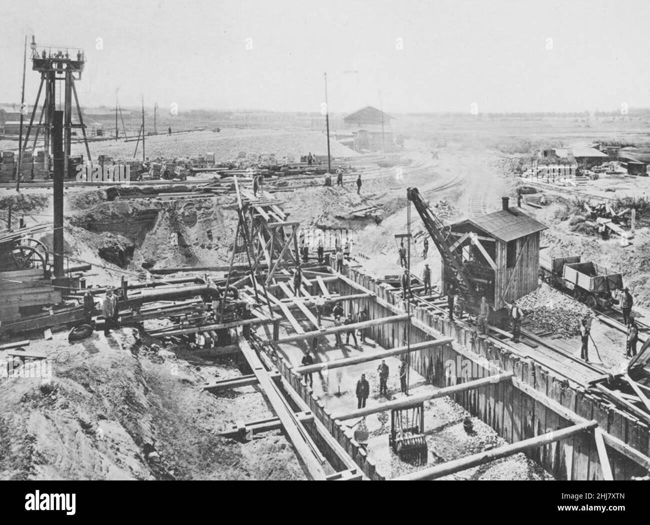 Tafel 7 – Aushub der Baugrube für Pfeiler 3. 21. Mai 1897. Stock Photo