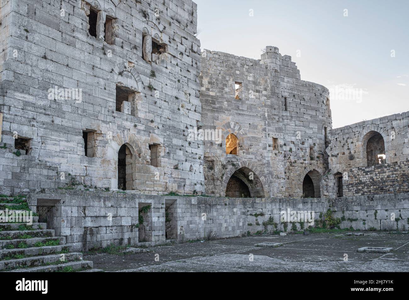 Crac des Chevaliers – A crusader castle caught in conflict zone, Syria Stock Photo