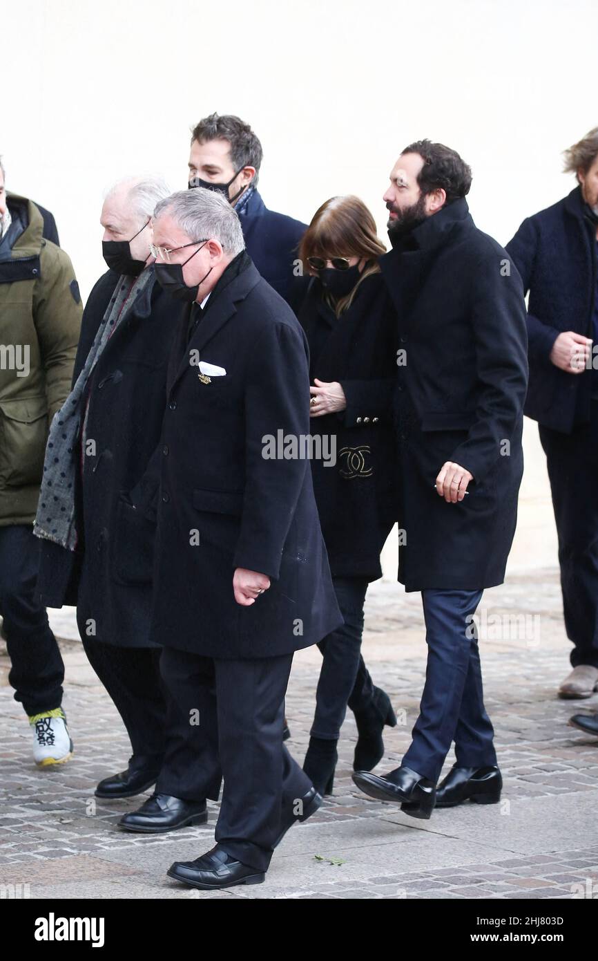 Guest during the funeral service for French actor Gaspard Ulliel after