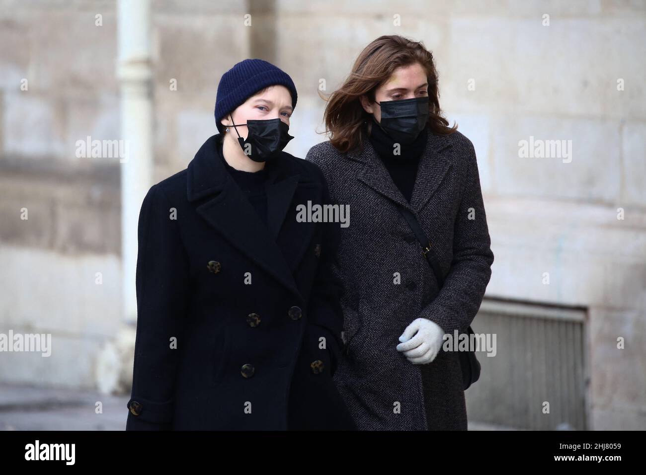 Bond girl Lea Seydoux joins grieving partner and child of French actor  Gaspard Ulliel at his funeral