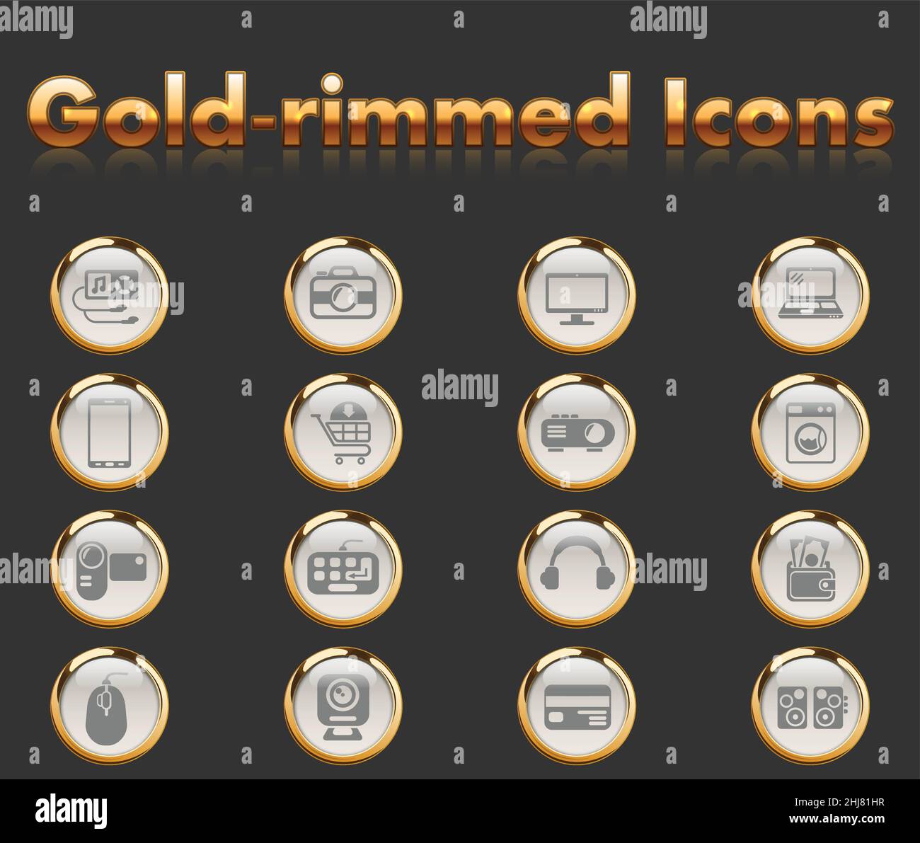 electronics supermarket icon set Stock Vector