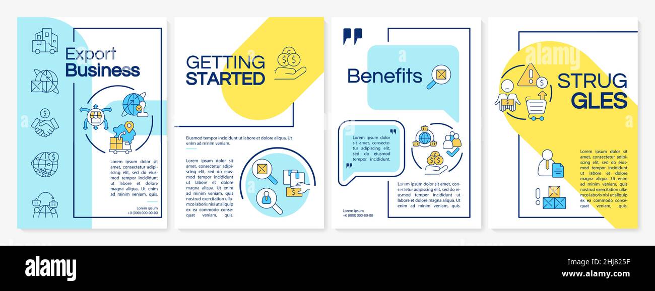 Trading abroad blue and yellow brochure template Stock Vector Image ...