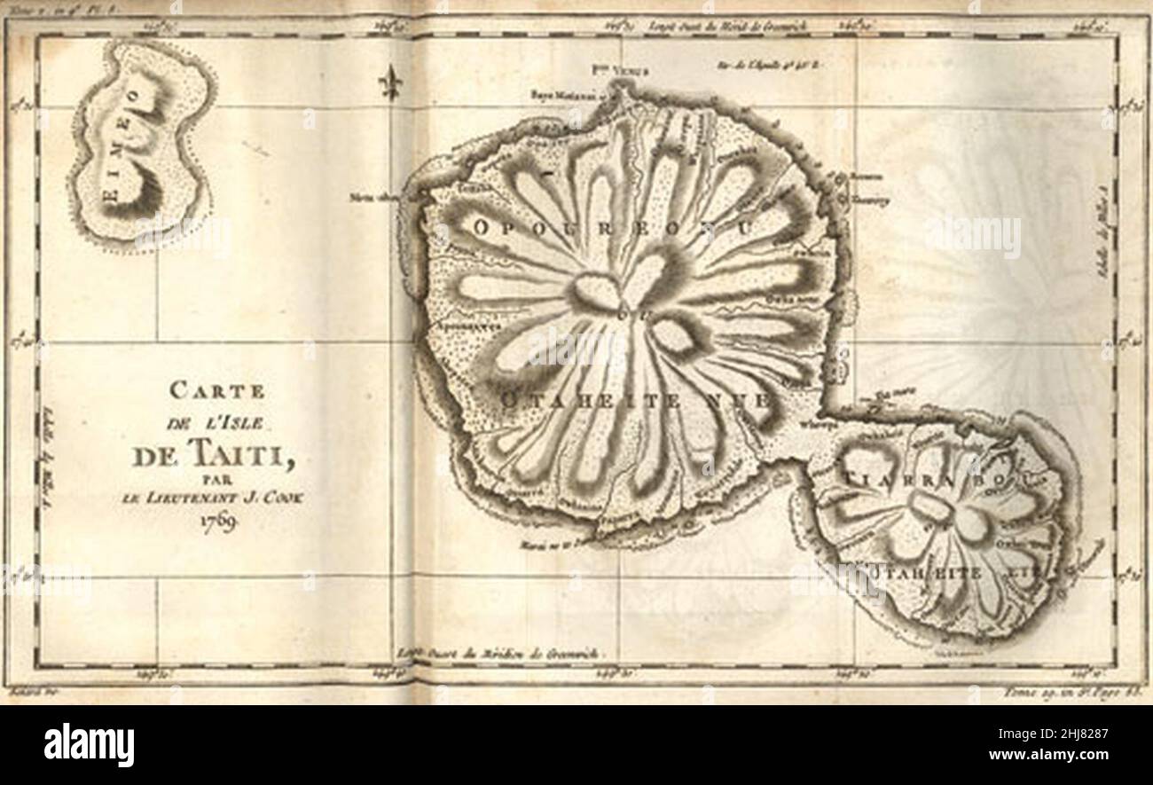 Tahiti 18th century map Stock Photo - Alamy