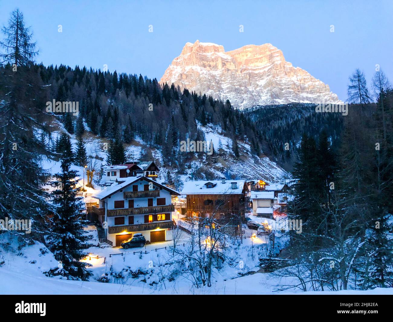View of a village with houses in winter Stock Photo - Alamy