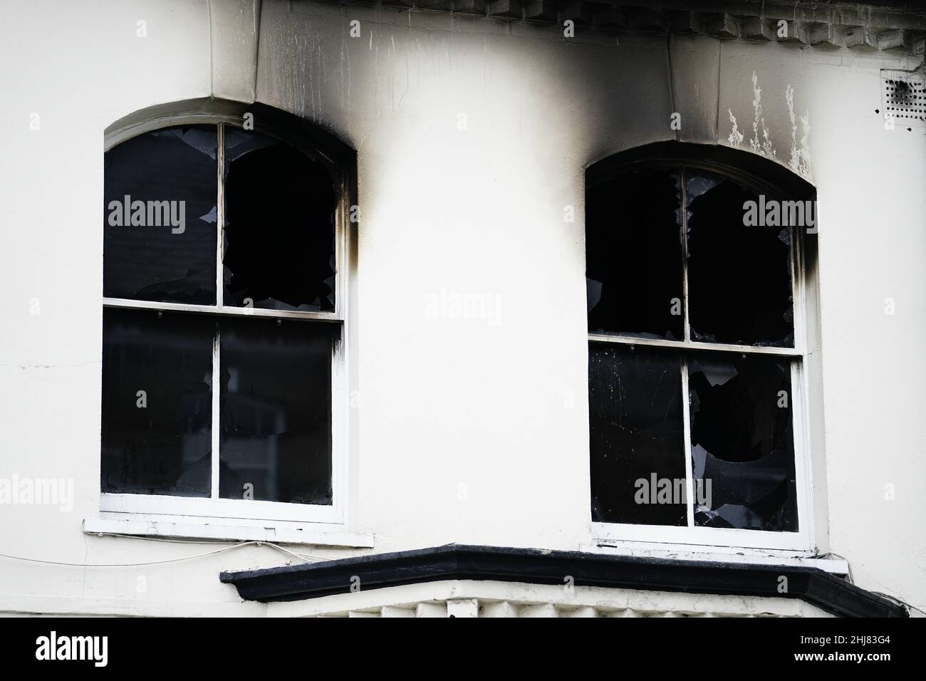 Fire damage to a property on Railton Road in Lambeth, south London