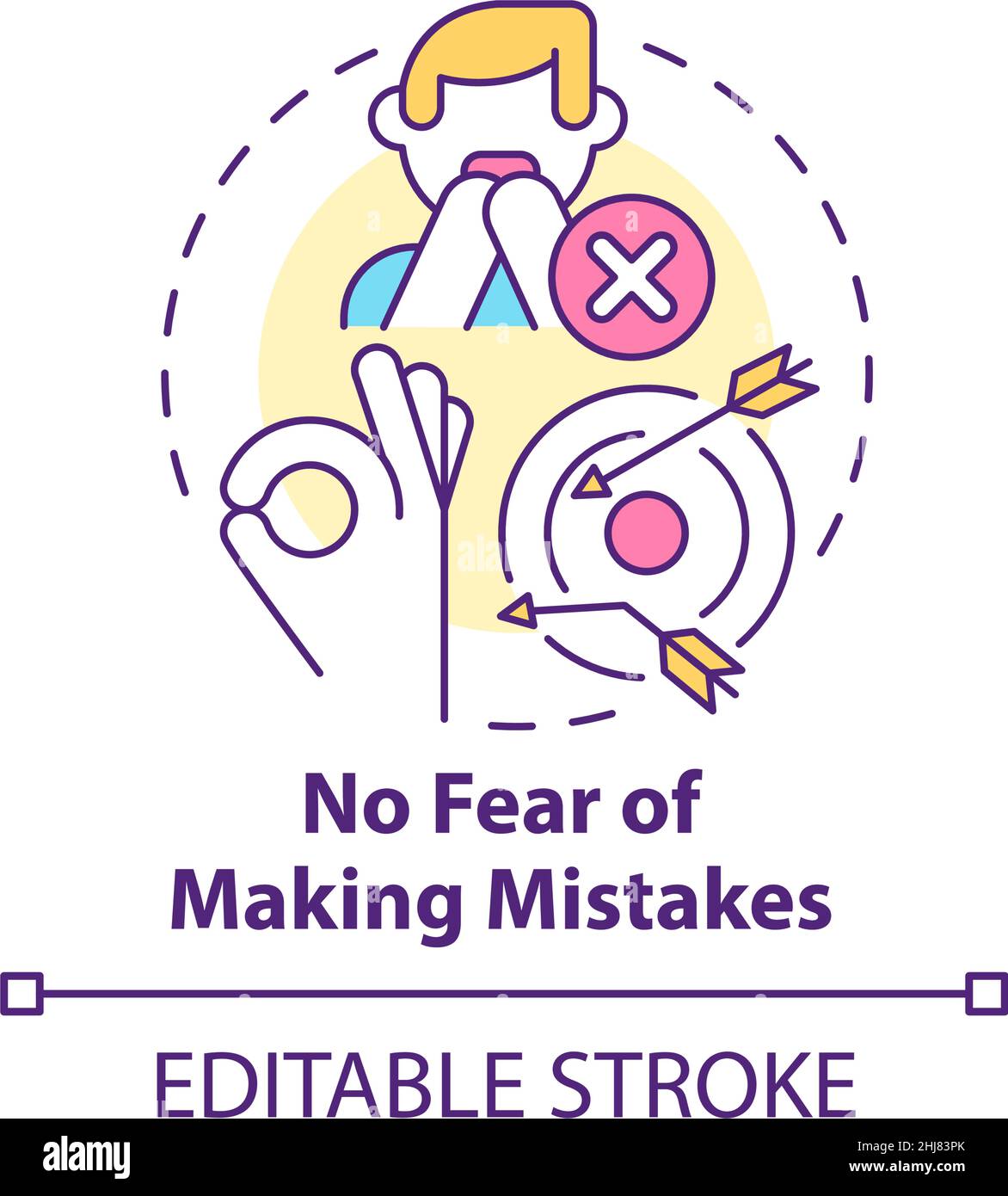 No fear of making mistakes concept icon stock vector image art alamy
