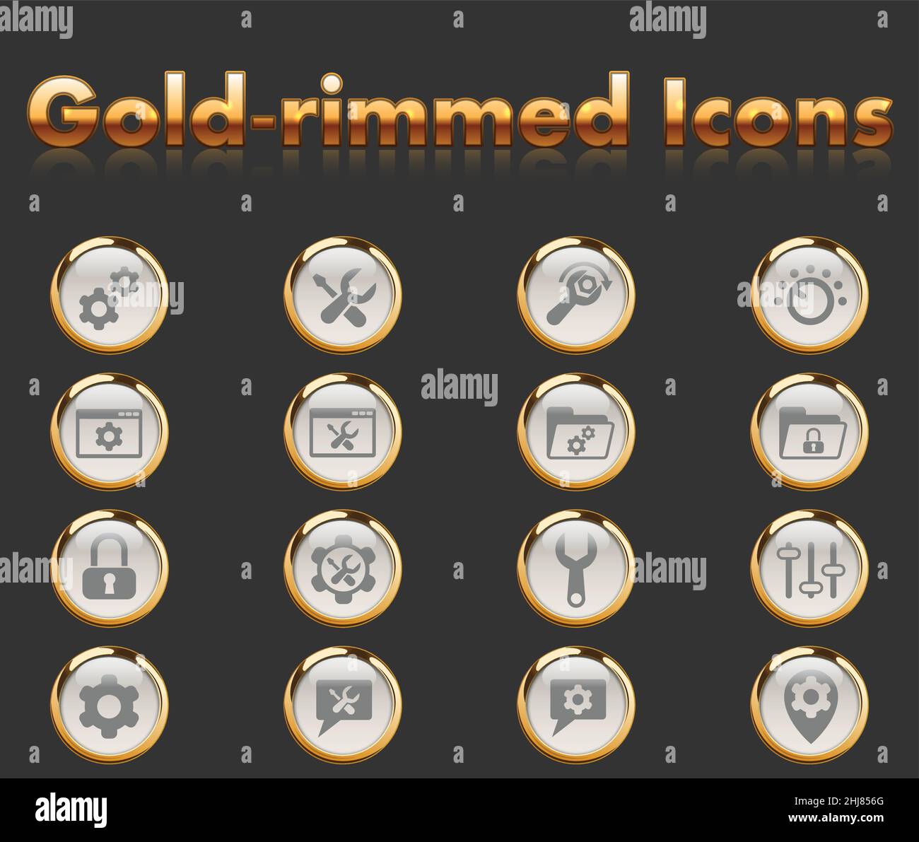settings icon set Stock Vector