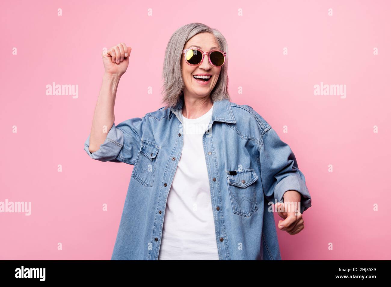 Smle Weekend Image Photo of happy cheerful old woman wear sunglass dance smile weekend ...