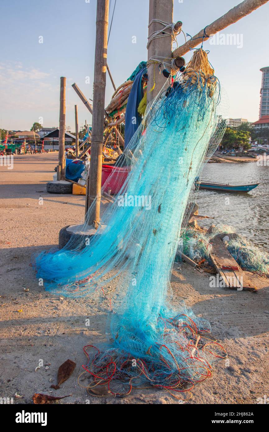 after the fish is caught, a fishing net is maintained directly at the ...