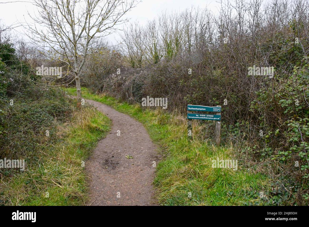 Bothenhampton, Bridport, Dorset, UK.  27th January 2022.  General view of Bothenhampton Nature Reserve near Bridport in Dorset where the bodies of two teenager were found dead on the morning of Tuesday 25th January.  Picture Credit: Graham Hunt/Alamy Live News Stock Photo