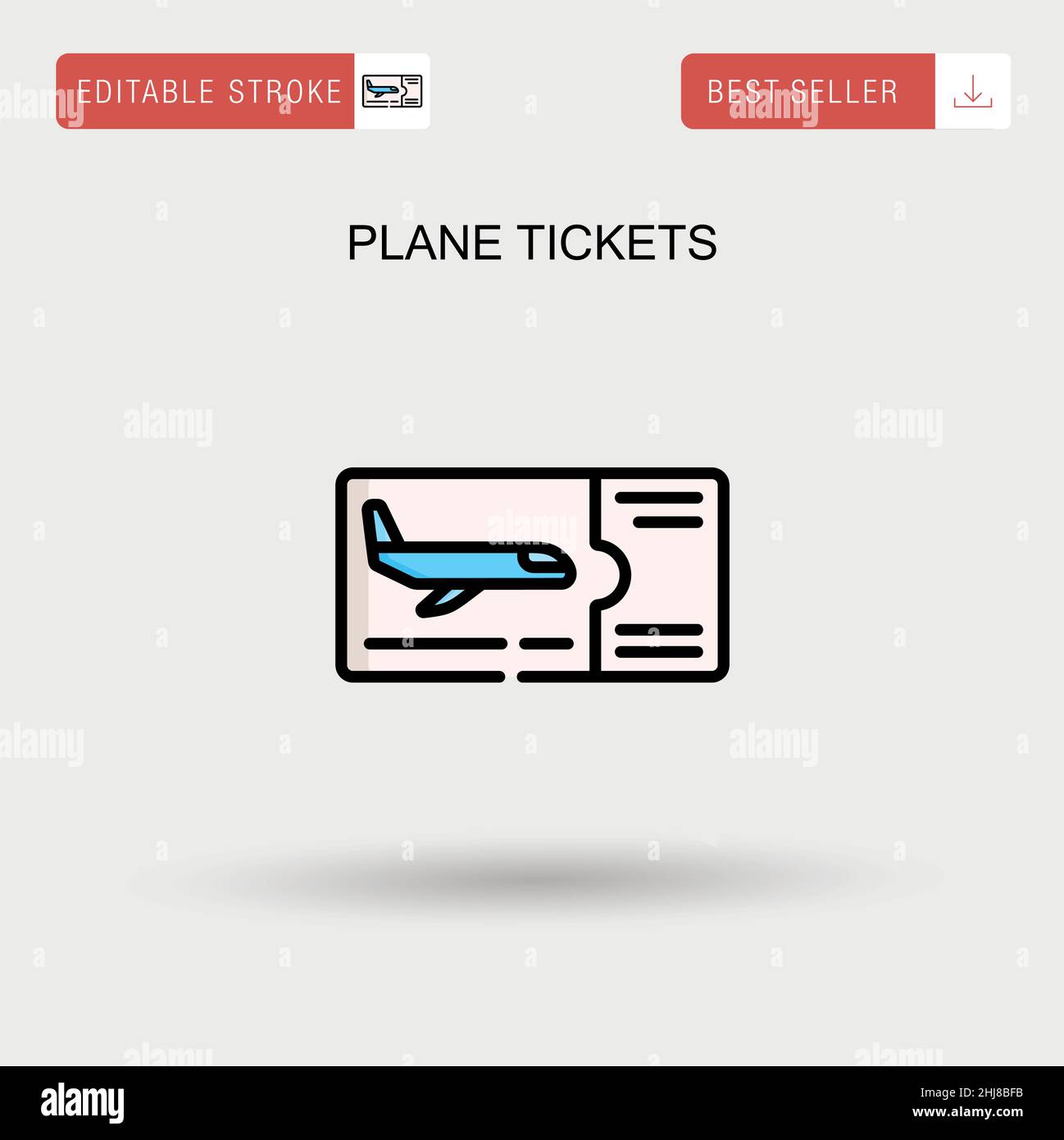 Plane tickets Simple vector icon. Stock Vector
